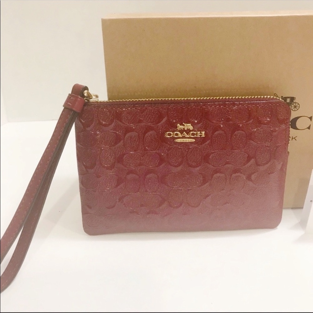Coach Wristlet Cherry Red with Gold Accents NWT